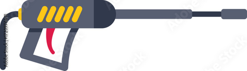 Pressure washer gun cleaning tool is depicted in a flat design style, illustrating power washing equipment