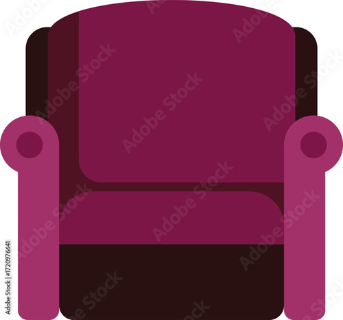 Comfortable purple armchair is ideal for providing relaxation at home