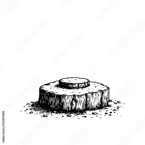 Monochrome platform illustration, minimalist artistic pedestal design against plain white