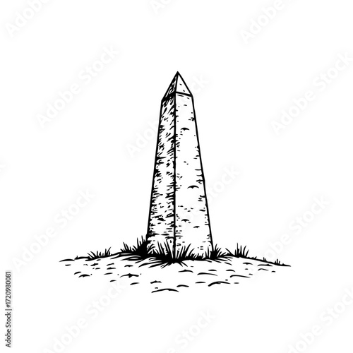 Monolithic stone obelisk rising skyward offering a stark representation of enduring strength and a