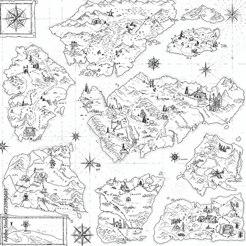 Fantasy World Map Creation Kit for Game Design, Adventure, and Cartography Projects, Perfect for RPG, Dungeons and Dragons, Creating a Story or Novel