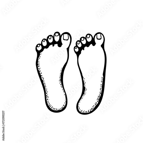 Simple barefoot illustration featuring human footprint design, highlighting anatomy, emphasizing