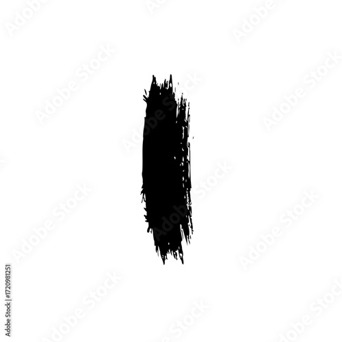 Simple dark ink brushstroke on clean white backdrop creates minimalist artistic flair and visual