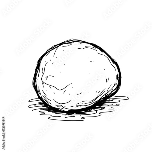 Simple sphere drawing illustration, isolated round object sketch showing shadows on white
