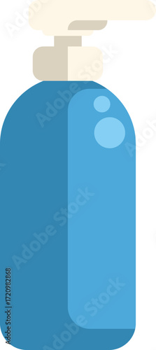 Blue dispenser bottle with pump for liquid soap, shampoo or shower gel