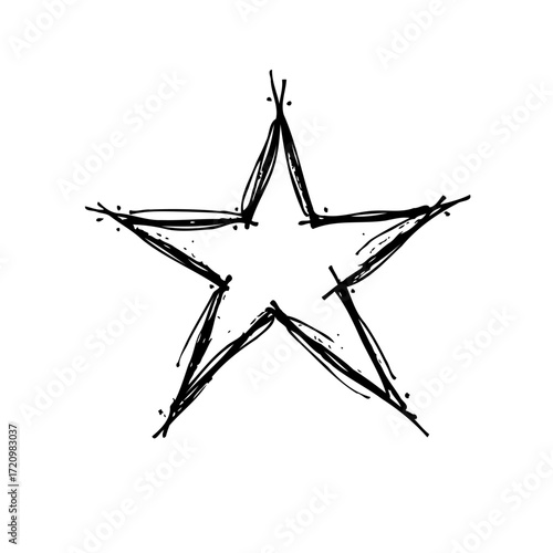 Stylized star illustration with rough sketchy lines creating a charming and slightly imperfect
