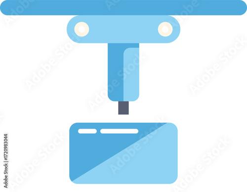 Modern 3d printing machine creating prototype using blue plastic filament