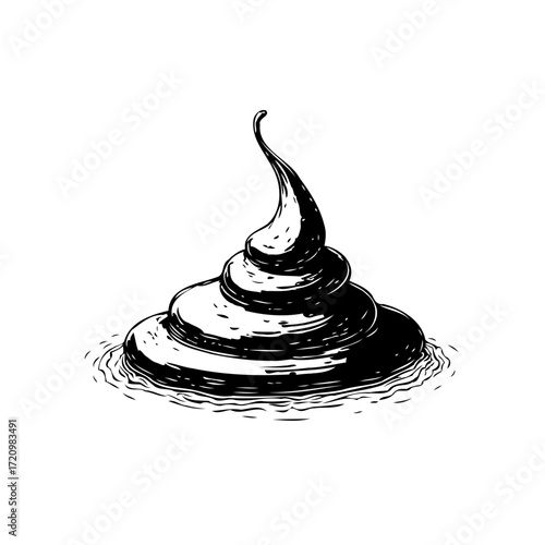 Vector art whimsical sketch of stylized excrement illustration conveying a slightly humorous and