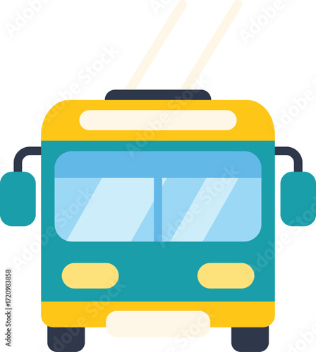 Colorful trolleybus, representing a sustainable and eco friendly mode of transportation in urban environments