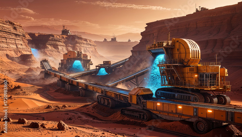 Futuristic Mining Base on Mars