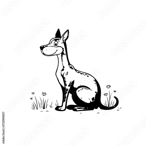 Whimsical canine companion illustration showcasing a delightful cartoon dog sitting sweetly