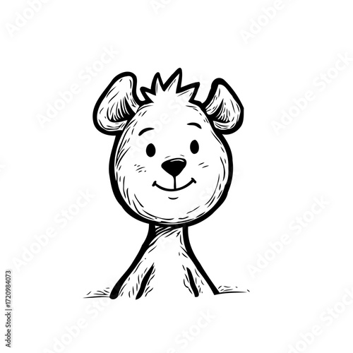 Whimsical canine creation, adorable illustration of a playful puppy with unique style in black and