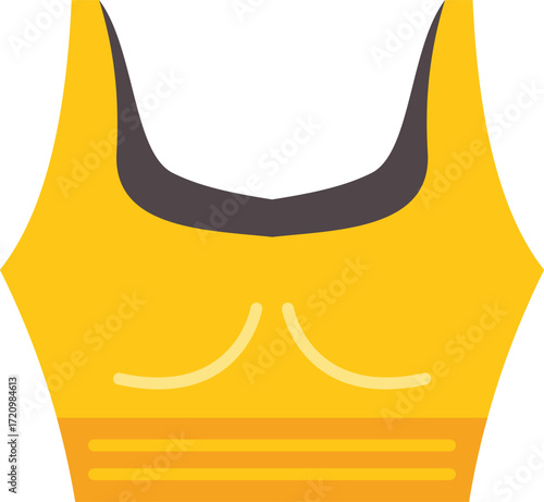 Yellow sports bra with a round neckline and thick straps, sportswear for working out