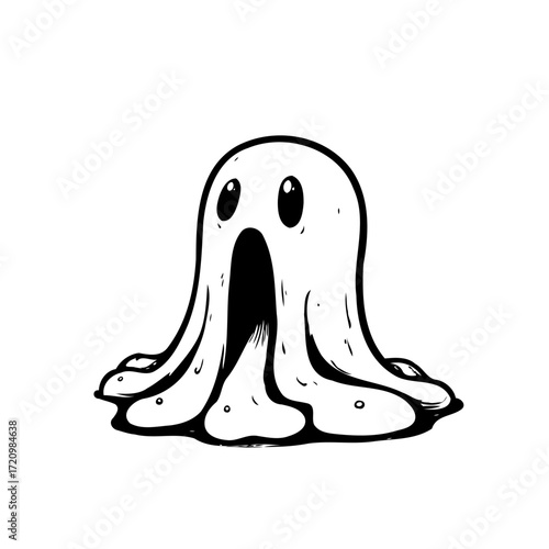 Whimsical ghostly illustration evokes playful spooky fun with a cute spectral character and