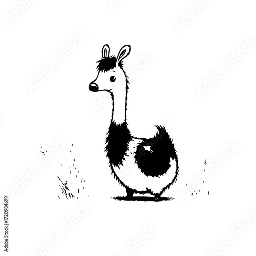 Whimsical hand-drawn llama illustration with playful details adding a touch of charm to any