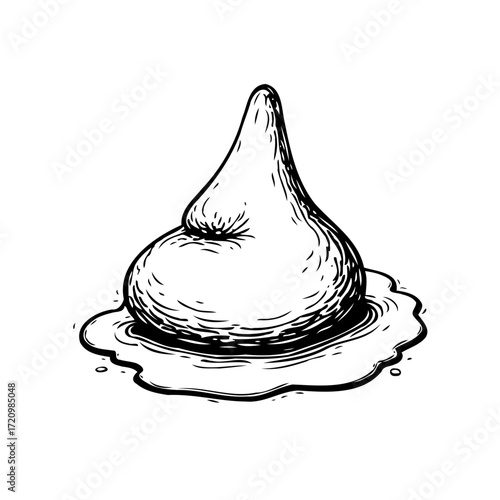 Whimsical monochrome melting sweet treat isolated drawing displaying fluid consistency against