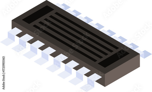 Semiconductor Chip Production Isometric Icons – Microchip Manufacturing and Electronics Industry