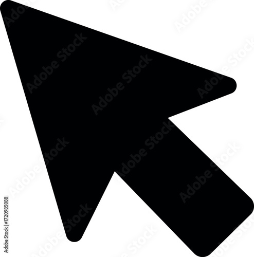 A black clicker  arrow moves forward on a transparent background