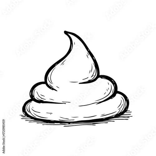 Whimsical whipped cream illustration a delightful three-tiered swirl of dessert topping artwork