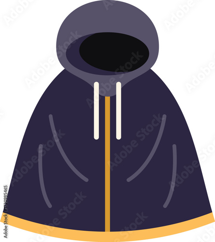 Dark hooded cloak with yellow trim, perfect for creating a mysterious halloween costume