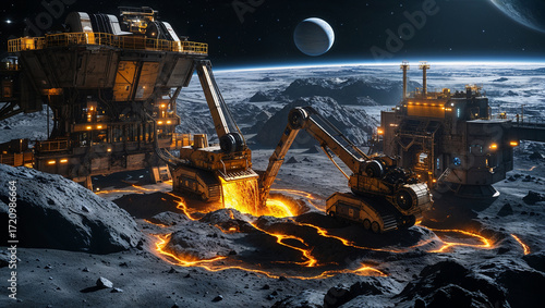 Futuristic Mining Base on Mars