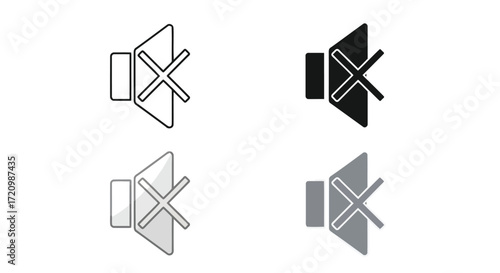 Mute speaker icon in various styles