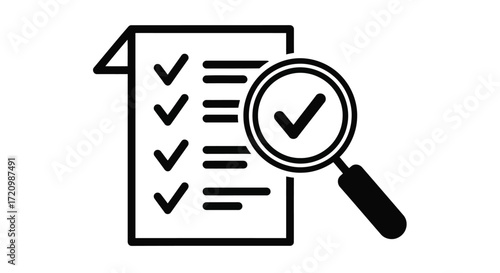 Checklist with magnifying glass
