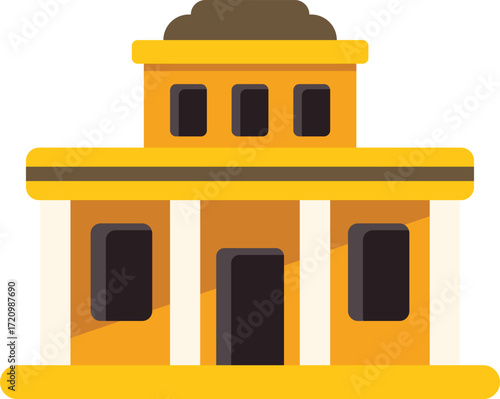 Yellow government building with columns and windows, representing public service and administration