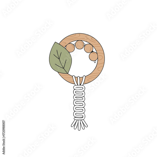Flat illustration of a baby rattle in natural colors isolated on white background