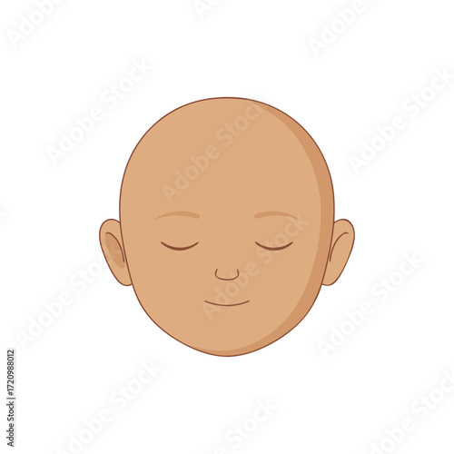 Flat illustration of a bald head in natural colors isolated on white background