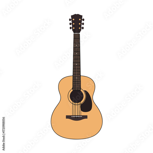 Acoustic guitar with six strings ideal for music design projects, websites, posters, and musicrelated content needing authentic imagery.