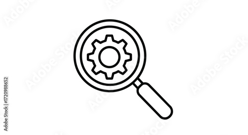 Magnifying glass with gear symbol