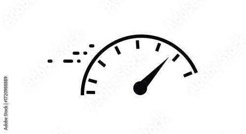 Speedometer icon showing high speed and performance
