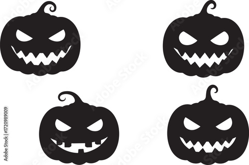 Angry Pumpkin Faces – Evil Jack O’Lantern Vector Emblems