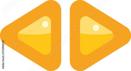 Two orange triangles pointing left are indicating the previous item in a sequence, useful as a rewind button