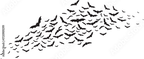 Flying Bat Swarm – Spooky Halloween Sky Silhouette Pattern