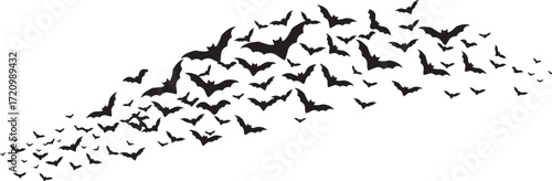 Nocturnal Bat Wave – Spooky Flight Silhouette for Halloween