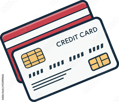 Flat Design Credit Card Illustration Representing Online Payment and Banking Concept