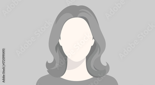 Illustration of a woman with wavy hair and no face