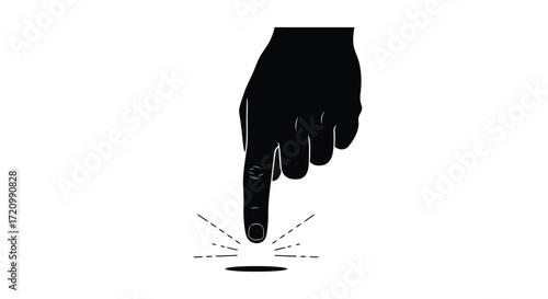 Black hand pointing downwards to a specific point