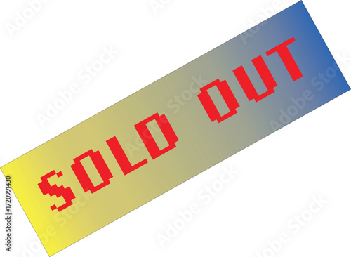Sold Out Red Pixel Text on Gradient Background | Digital Marketing Message for Online Store, Product Availability Announcement, and E-commerce Promotions