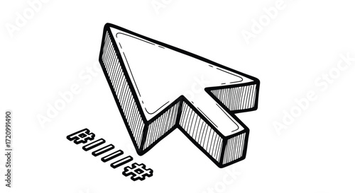 Drawn cursor pointing to the top right side