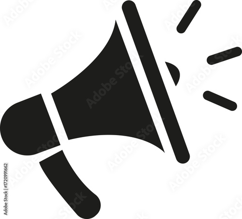 Black silhouette of a speaker icon with a diagonal line indicating mute, Megaphone Icons, Announcement Related elements designs template technology symbols, for digital projects and presentations