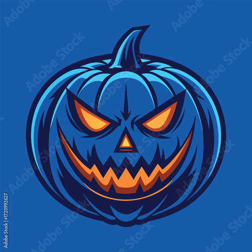 Classic jack o lantern carved with traditional scary face silhouette