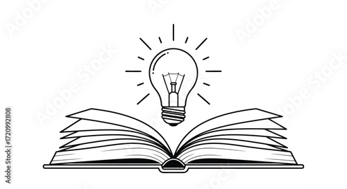 Illustration of a light bulb above an open book