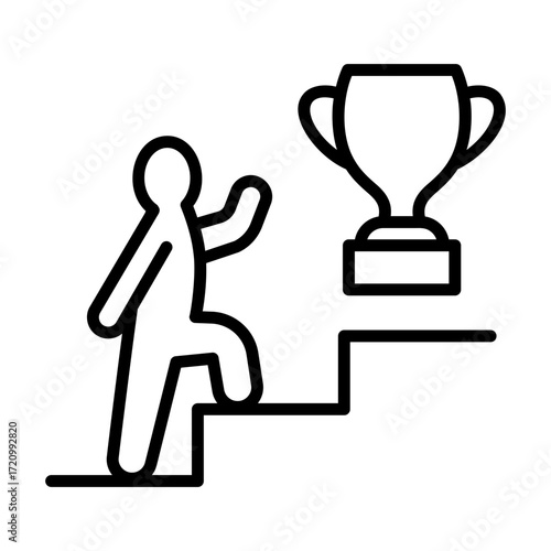Step up icon. At the top of the stairs is a trophy.
