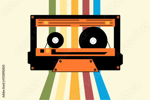 Retro background Icon of cassette tape vintage concept. Vector illustration.