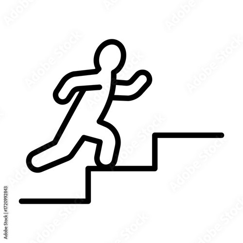 An icon running up the stairs.