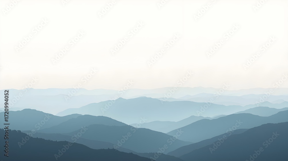 Fototapeta premium Minimalist Mountain Landscape with Mist Silhouette