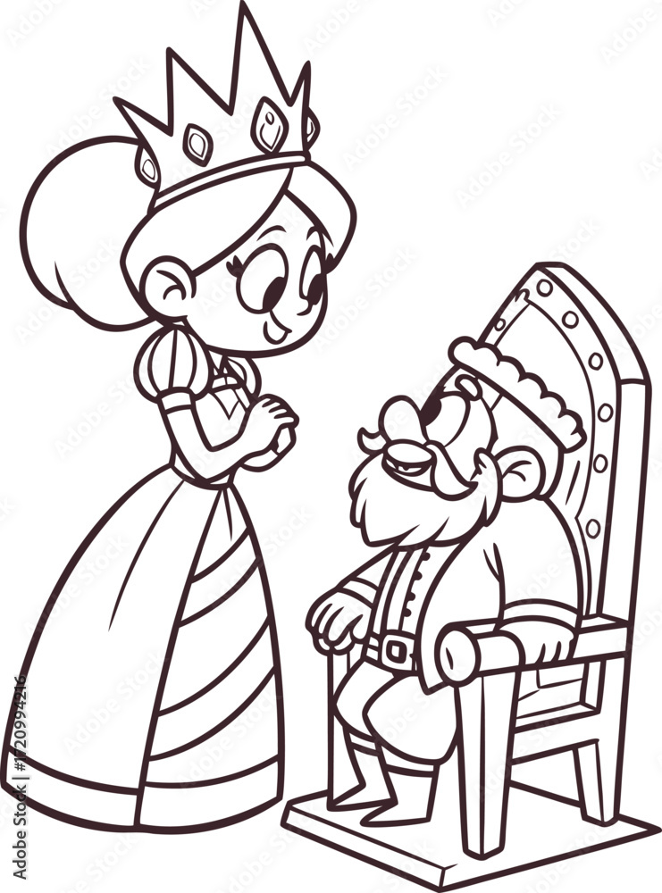 Fototapeta premium line art esther speaking to the king to save her p.eps